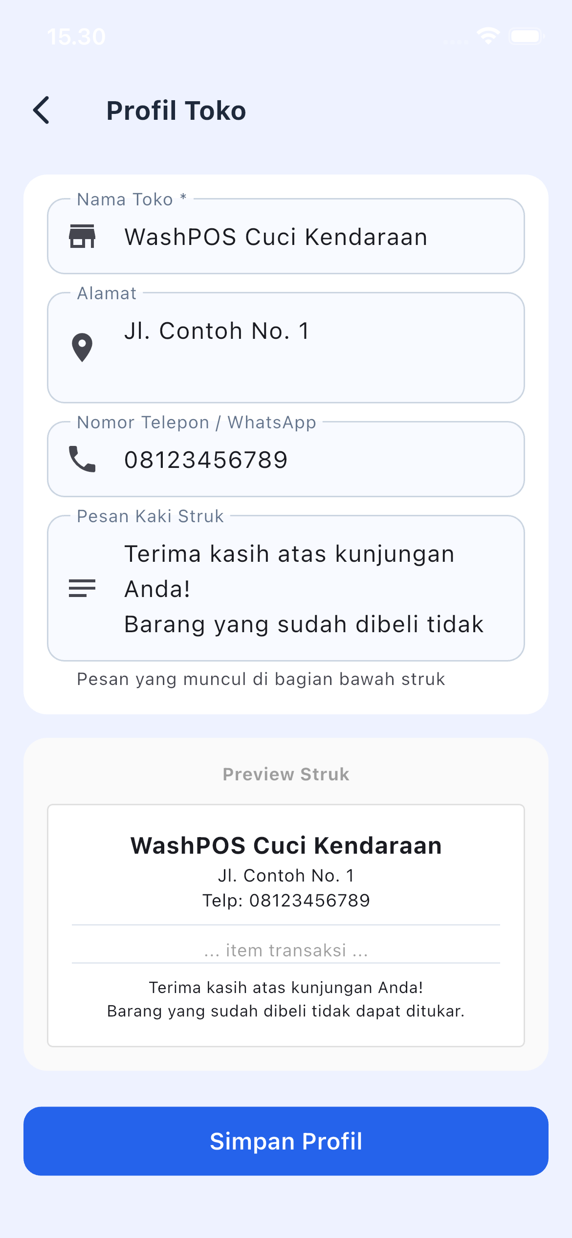 Screenshot WashPOS